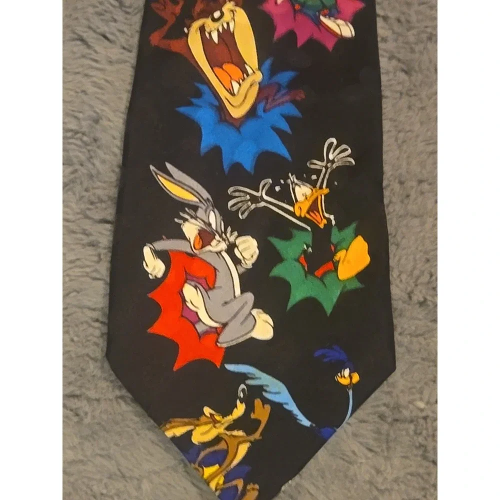 Vintage 1993 Looney Tunes Mania Tie Bugs Bunny Daffy Duck Taz Marvin 90s Novelty